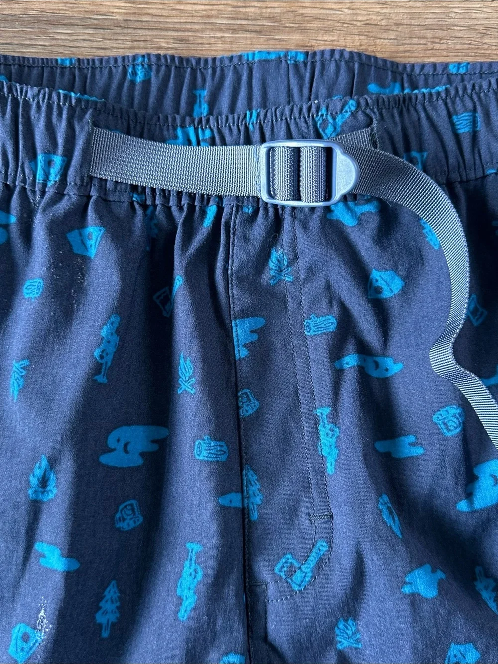 North Face Class V Belted Shorts Men Medium Blue Camping Hike Cargo Flashdry NWT